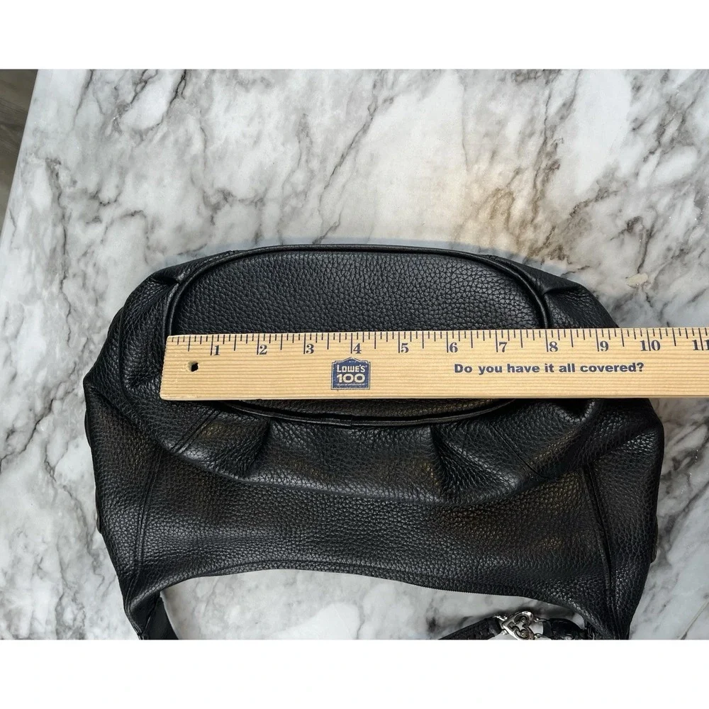 BRIGHTON Masterpiece Niki Hobo Leather Lace Shoulder Handbag Black Y2K